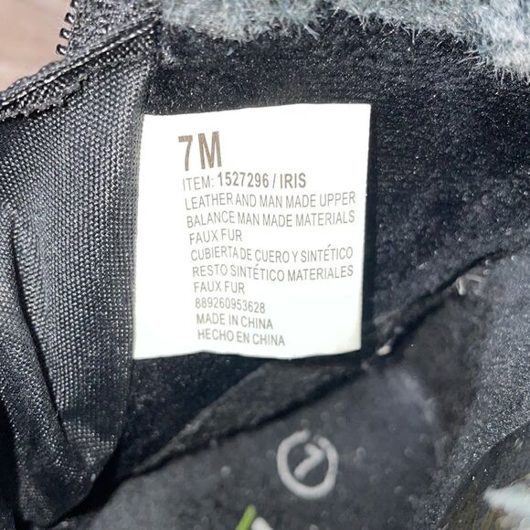 Khombu Iris Black Leather Warm Faux Fur Women’s Size 7M Slip On Zip Ankle Boot - Picture 6 of 12